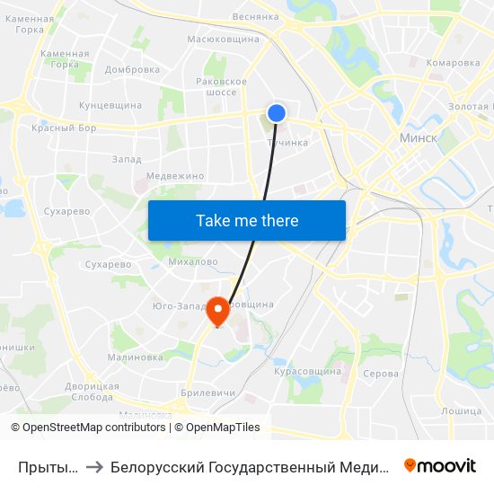 Прытыцкага to Белорусский Государственный Медицинский Университет map