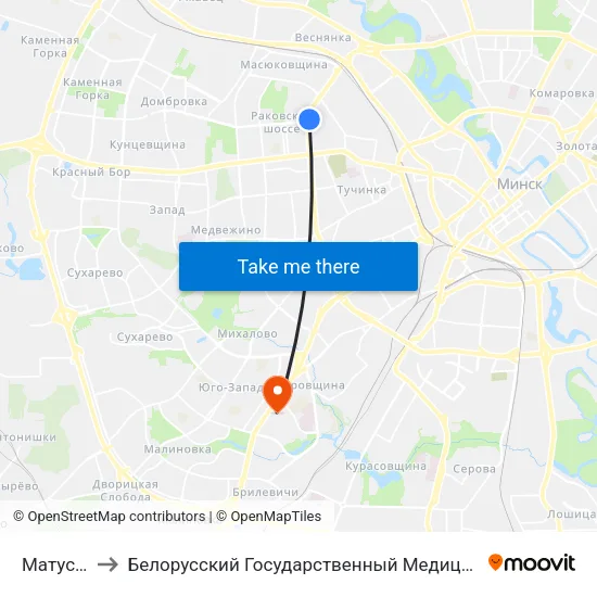 Матусевіча to Белорусский Государственный Медицинский Университет map