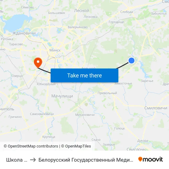 Школа №194 to Белорусский Государственный Медицинский Университет map
