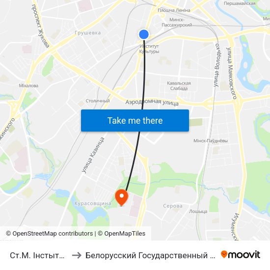 Ст.М. Інстытут Культуры to Белорусский Государственный Медицинский Колледж map