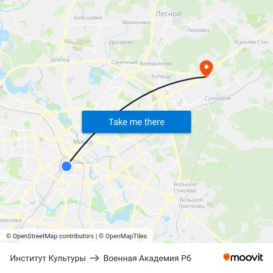 Институт Культуры to Военная Академия Рб map