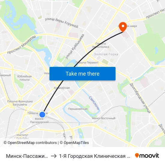Минск-Пассажирский to 1-Я Городская Клиническая Больница map