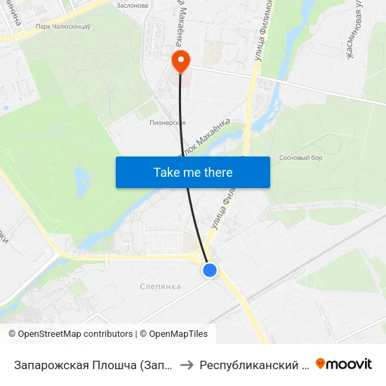 Запарожская Плошча (Запорожская Площадь) to Республиканский Госпиталь Кгб map