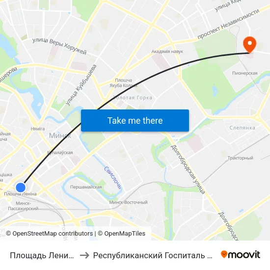 Площадь Ленина to Республиканский Госпиталь Кгб map