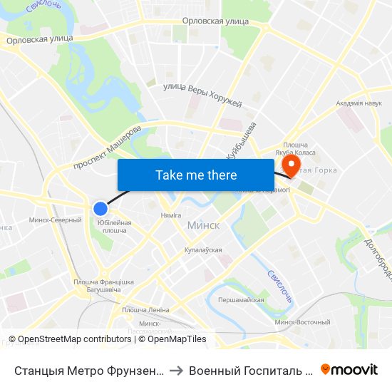 Станцыя Метро Фрунзенская to Военный Госпиталь Мвд map