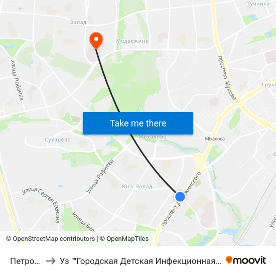 Петровщина to Уз ""Городская Детская Инфекционная Клиническая Больница"" map