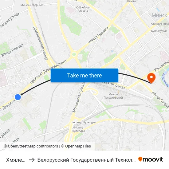 Хмялеўскага to Белорусский Государственный Технологический Университет map