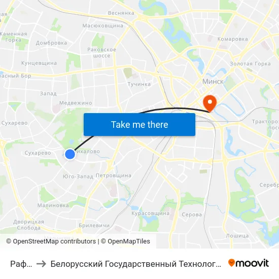 Рафіева to Белорусский Государственный Технологический Университет map