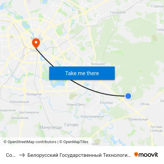Сосны to Белорусский Государственный Технологический Университет map