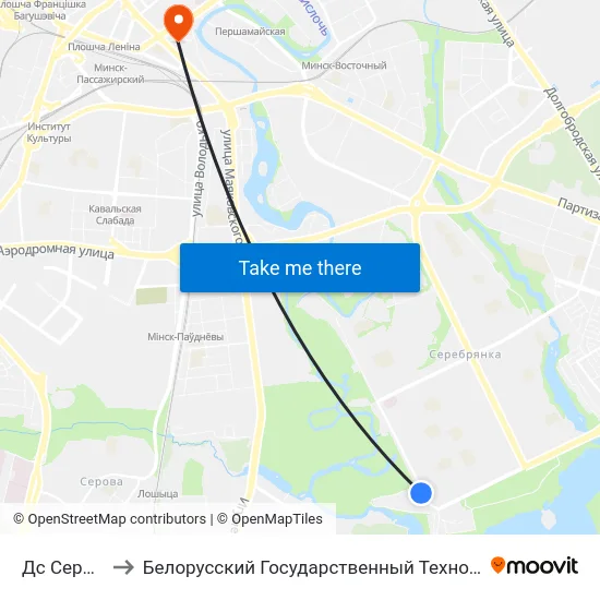 Дс Серабранка to Белорусский Государственный Технологический Университет map