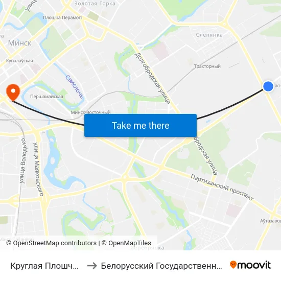 Круглая Плошча (Круглая Площадь) to Белорусский Государственный Технологический Университет map