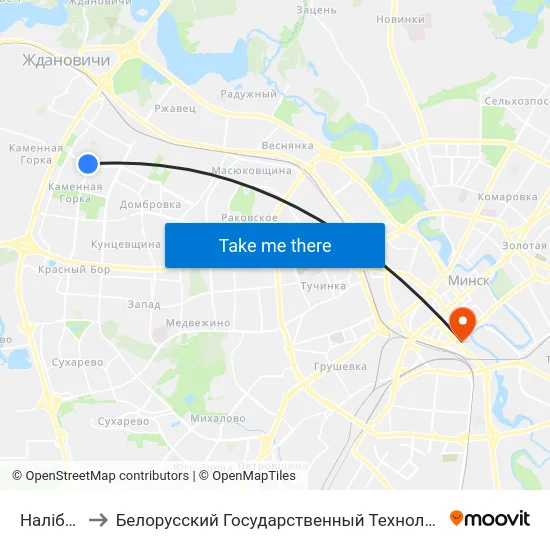 Налібоцкая to Белорусский Государственный Технологический Университет map