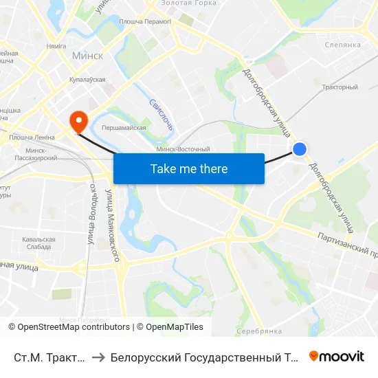 Ст.М. Трактарны Завод to Белорусский Государственный Технологический Университет map