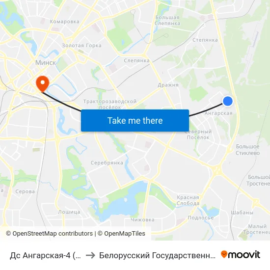 Дс Ангарская-4 (Пасадка Пасажыраў) to Белорусский Государственный Технологический Университет map