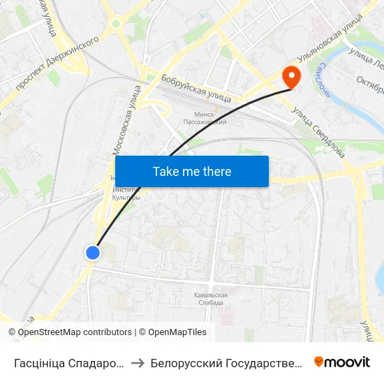 Гасцініца Спадарожнік (Гостиница Спутник) to Белорусский Государственный Технологический Университет map