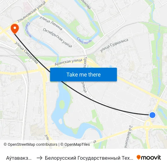 Аўтавакзал Усходні to Белорусский Государственный Технологический Университет map