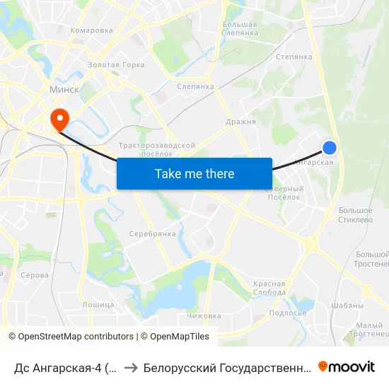 Дс Ангарская-4 (Высадка Пасажыраў) to Белорусский Государственный Технологический Университет map