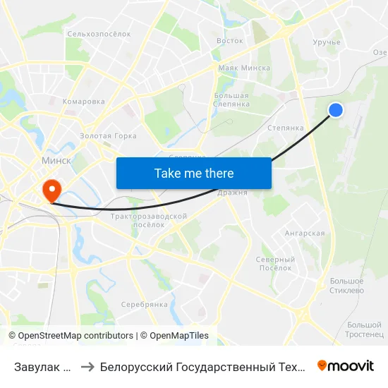 Завулак Ліпкаўскі to Белорусский Государственный Технологический Университет map
