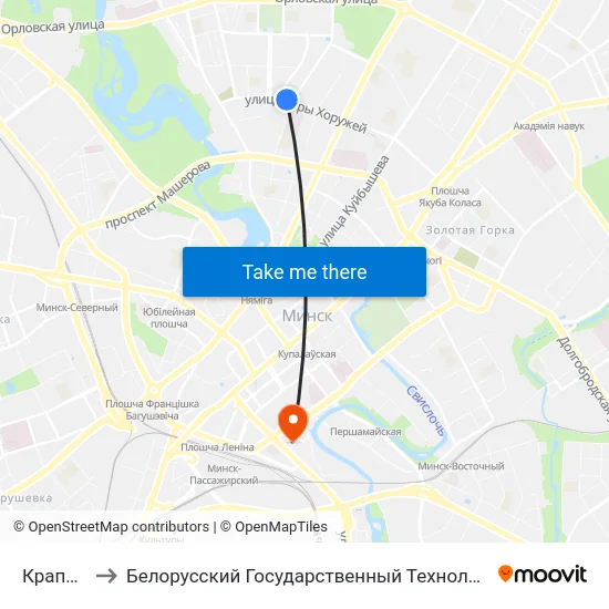 Крапоткіна to Белорусский Государственный Технологический Университет map