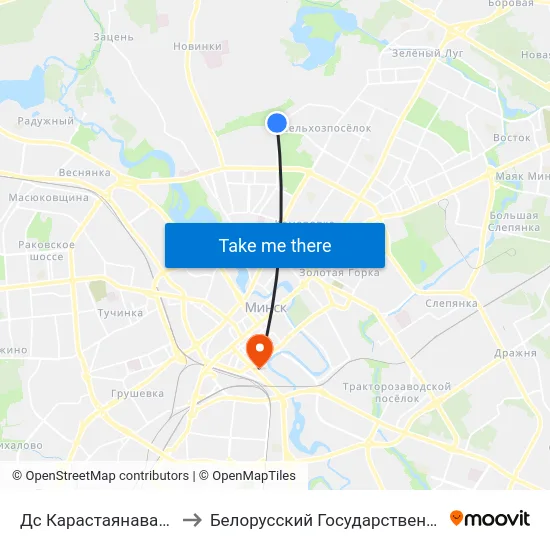 Дс Карастаянавай (Высадка Пасажыраў) to Белорусский Государственный Технологический Университет map