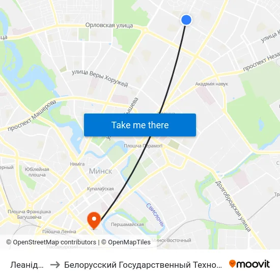Леаніда Бяды to Белорусский Государственный Технологический Университет map