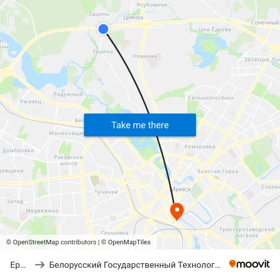Ермака to Белорусский Государственный Технологический Университет map