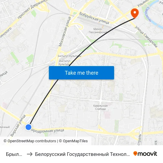 Брылеўская to Белорусский Государственный Технологический Университет map