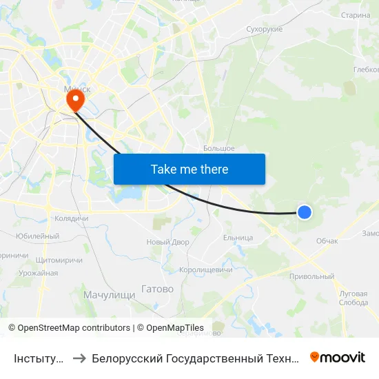 Інстытут Сосны to Белорусский Государственный Технологический Университет map