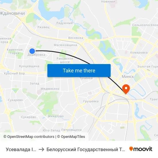 Усевалада Ігнатоўскага to Белорусский Государственный Технологический Университет map