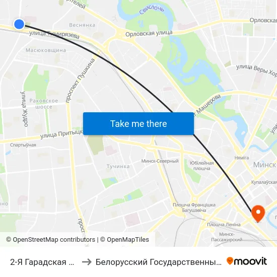 2-Я Гарадская Дзіцячая Бальніца to Белорусский Государственный Технологический Университет map