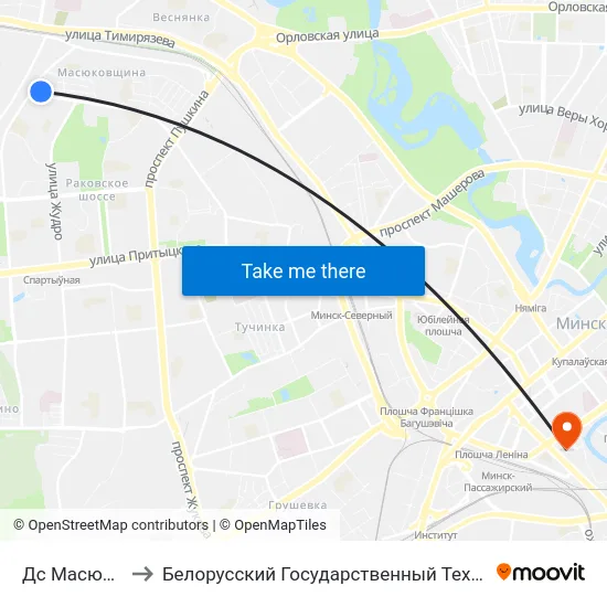 Дс Масюкоўшчына to Белорусский Государственный Технологический Университет map