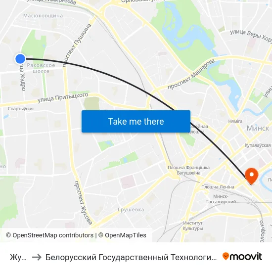 Жудро to Белорусский Государственный Технологический Университет map