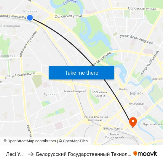Лесі Украінкі to Белорусский Государственный Технологический Университет map