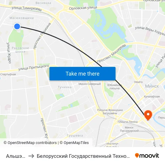 Альшэўскага to Белорусский Государственный Технологический Университет map