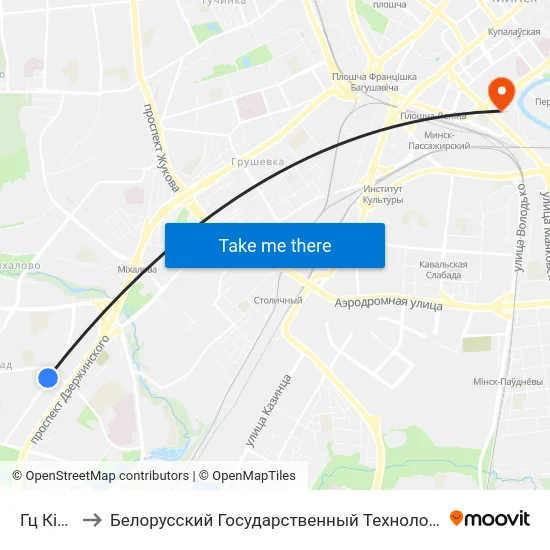 Гц Кірмаш to Белорусский Государственный Технологический Университет map