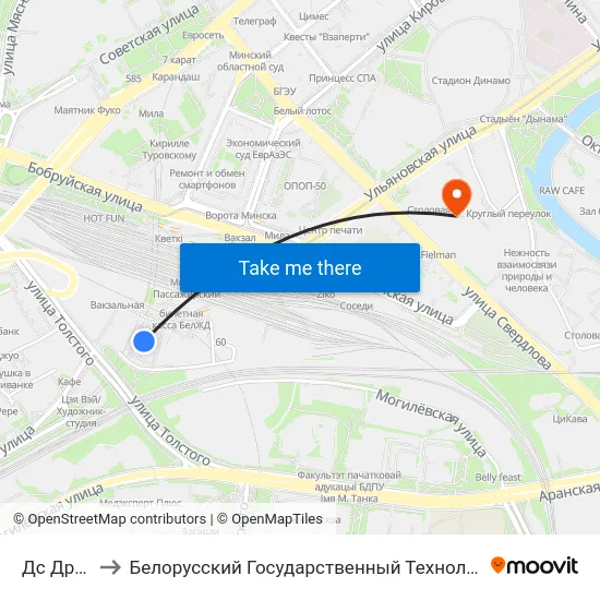 Дс Дружная to Белорусский Государственный Технологический Университет map
