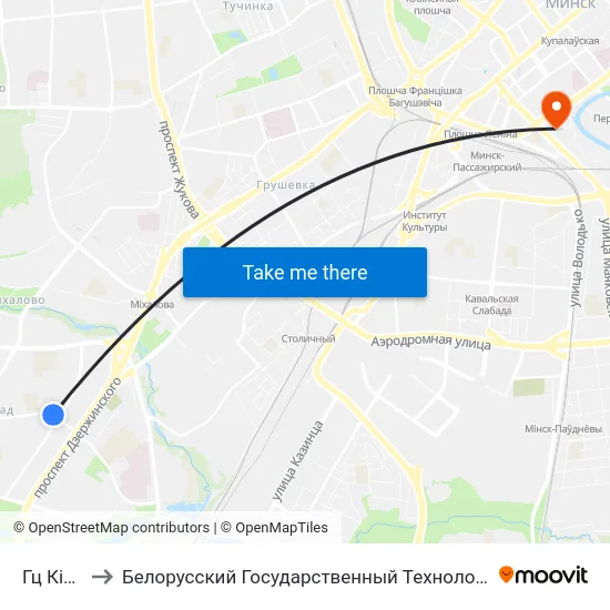 Гц Кірмаш to Белорусский Государственный Технологический Университет map