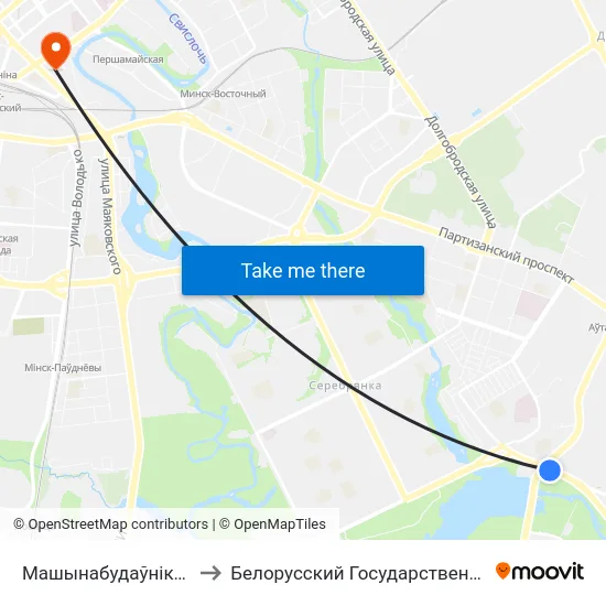 Машынабудаўнікоў (Машиностроителей) to Белорусский Государственный Технологический Университет map