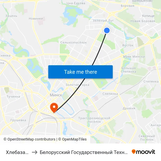 Хлебазавод № 5 to Белорусский Государственный Технологический Университет map