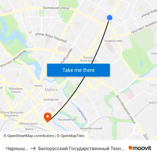 Чарнышэўскага to Белорусский Государственный Технологический Университет map