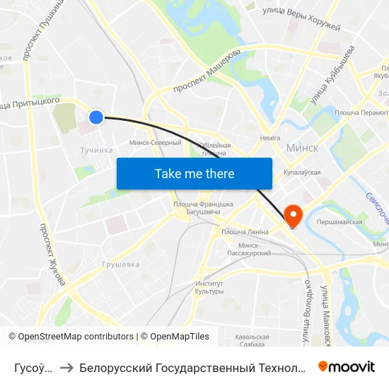 Гусоўскага to Белорусский Государственный Технологический Университет map