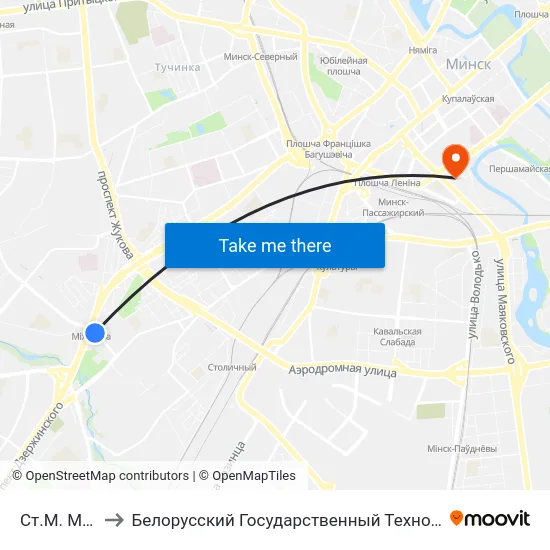 Ст.М. Міхалова to Белорусский Государственный Технологический Университет map