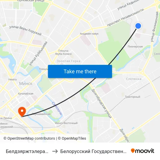Белдзяржтэлерадыё (Белгостелерадио) to Белорусский Государственный Технологический Университет map
