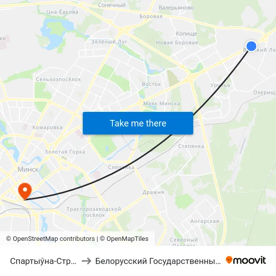 Спартыўна-Стралковы Комплекс to Белорусский Государственный Технологический Университет map
