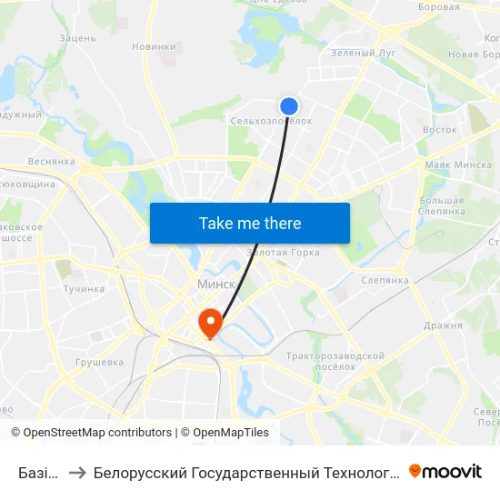 Базісная to Белорусский Государственный Технологический Университет map
