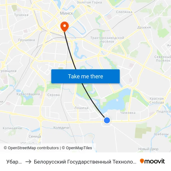 Убарэвіча to Белорусский Государственный Технологический Университет map