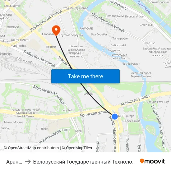 Аранская to Белорусский Государственный Технологический Университет map