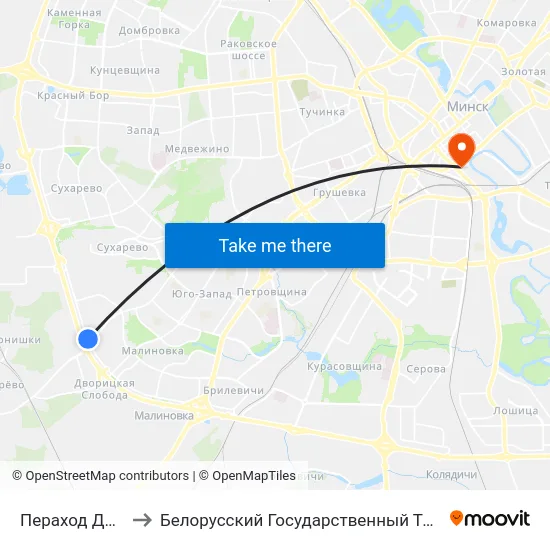 Пераход Да Аўтарынка to Белорусский Государственный Технологический Университет map