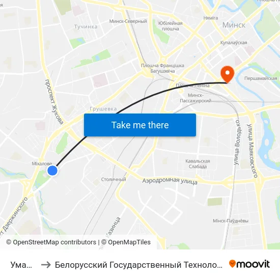 Уманская to Белорусский Государственный Технологический Университет map