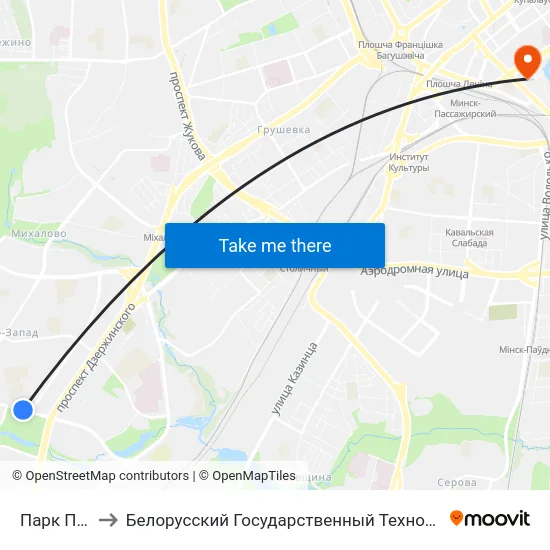 Парк Паўлава to Белорусский Государственный Технологический Университет map